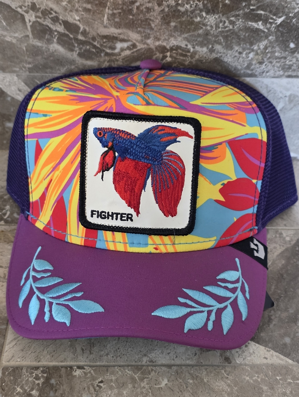 NWT RARE Goorin Bros Even Betta FIGHTER Patch Trucker Hat